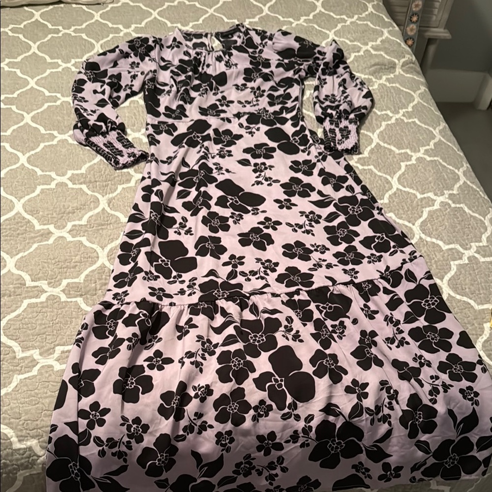 Floral Black and Lilac Women's Dress